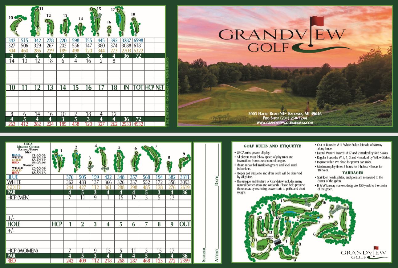 Scorecard Grandview Golf Club