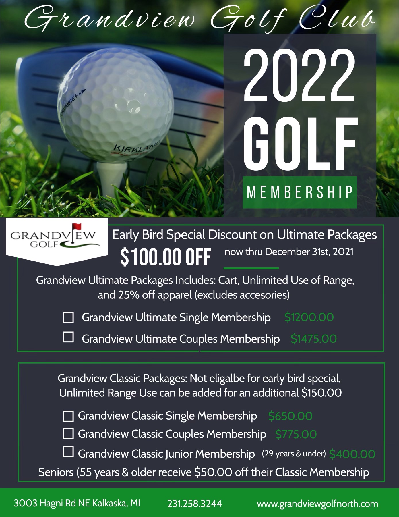 2022 Memberships - Grandview Golf Club